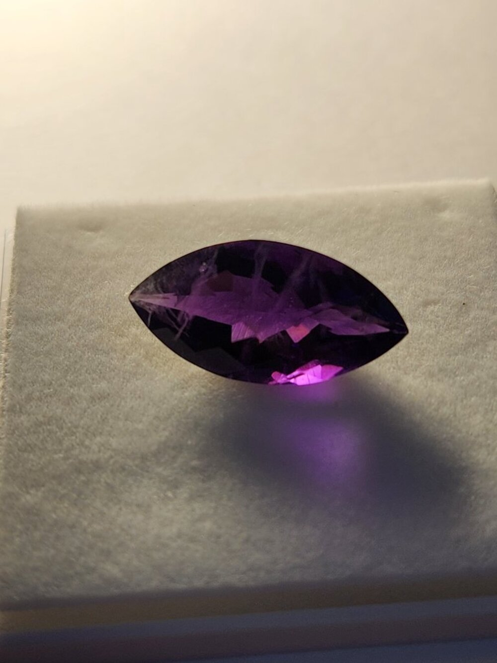 VTG Large Natural Amethyst 10.55 CT Marquise Honeycomb Faceted Purple Gemstone